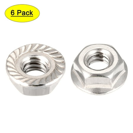 

1/4-20 Serrated Flange Hex Lock Nuts 304 Stainless Steel 6 Pcs