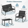 thumbnail image 3 of Gymax 4 Piece Rocking Bistro Set Patio Furniture Set w/ Loveseat 2 Rocking Chairs Black, 3 of 10