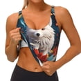 thumbnail image 3 of Pofeuu White Wolf With Flowers Print Sports Bra for Women Sexy Vest Yoga Running Gym Fitness Crop Bras Tops-X-Large, 3 of 8