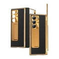 thumbnail image 2 of Dteck for Samsung Galaxy Z Fold 6 Case with S Pen Holder & Stylus, Luxury Leather Case Replacement Hinge Protection Cover Built in Screen Protector Protective Shell for Galaxy Z Fold 6 ,Black+Gold, 2 of 9