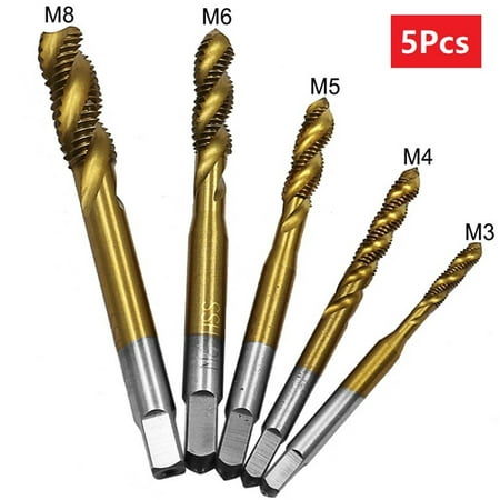 

BCLONG 5Pcs HSS Spiral Screw Tap Metric Thread Forming Drill Bits Hand Tap M3-M8