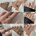 thumbnail image 3 of QQTDFG Retro 925 Silver Women Rings Graffiti Alphabet Weeding Jewelry Rings Adjustable-Adjustable-#4, 3 of 8