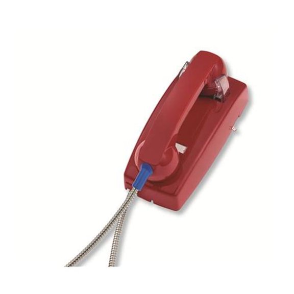 Wall Phone with armored Cord - Red