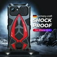 thumbnail image 7 of Dteck Case for iPhone 16e, Military Grade Cover 360 Full Protection Heavy Duty Hybrid Metal Bumper Built-in Silicone Shockproof with Screen Protector for iPhone 16e,Black+Red, 7 of 7