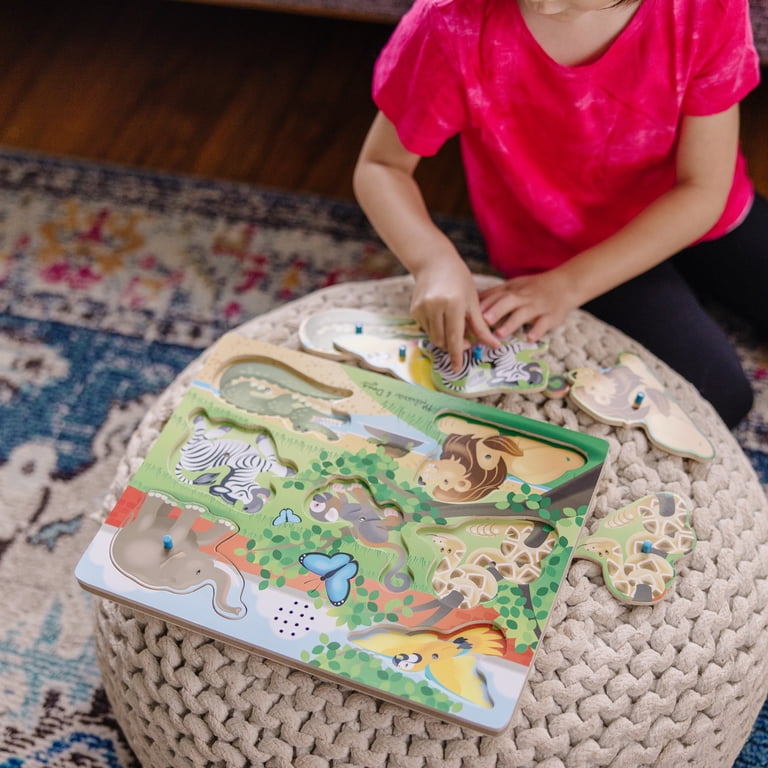 Melissa & Doug Wooden 7-Piece At the Zoo Sound Puzzle - Walmart.com