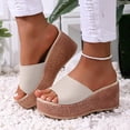 thumbnail image 2 of Dakaela Platform Sandals Women Slip on Espadrille Bohemia Wedge Sandal Comfortable Open Toe Dressy Beach Summer Slides Shoes Beige Size 6, 2 of 5
