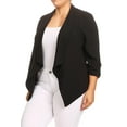 thumbnail image 3 of Women's Plus Size Draped Neck Open Front Loose Fit Solid Cardigan Female Jacket, 3 of 5