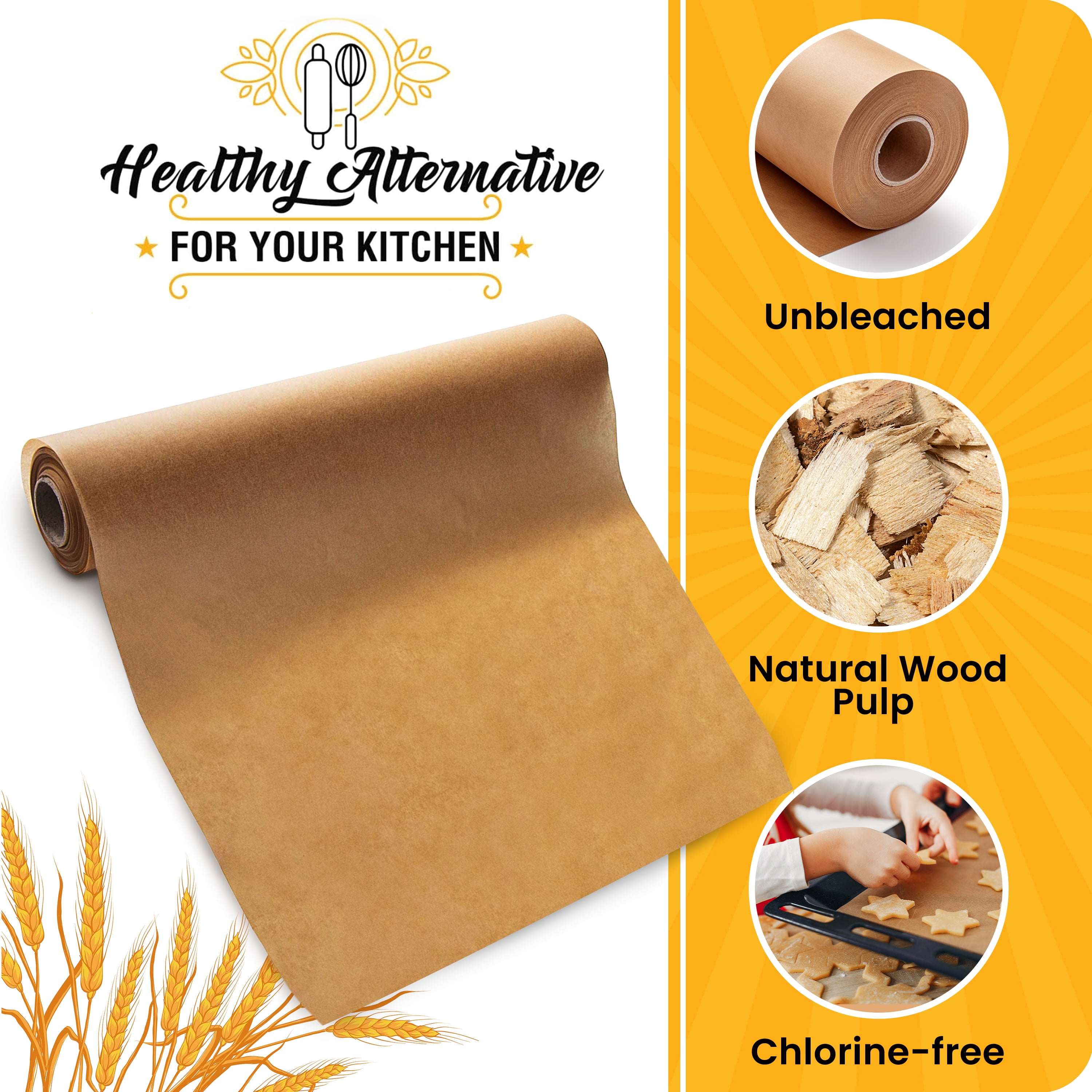2-Pack 520 Sq.Ft Parchment Paper for Baking - 15" x 210ft Baking Paper Roll