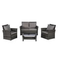 thumbnail image 6 of 4 Pieces Patio Conversation Set, Outdoor Furniture Set with Cushion, Outside Sectional Rattan Wicker Sofa Furniture Set for Garden, Porch, Backyard, Gray, 6 of 8