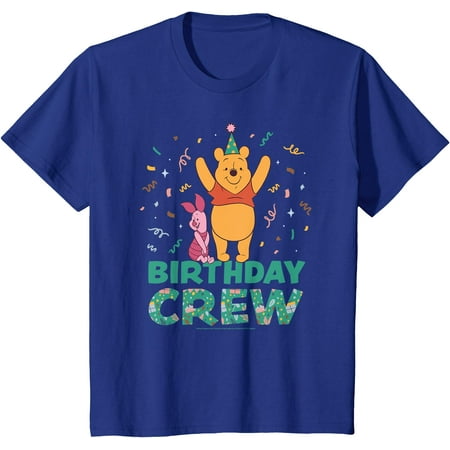 

Winnie the Pooh & Piglet Birthday Crew Party Matching Youth T-Shirt for Boy Girl Kids Toddler Royal Blue Color Size 7