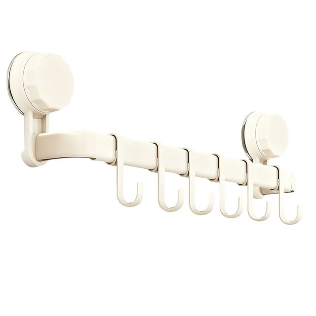 Wall Mount Wall Hooks Rack for Kitchen Rail Space Saving Utensil Holder with 10 Hooks No Drilling -Functional Organization Solution for Kitchen Bathroom and Bedroom
