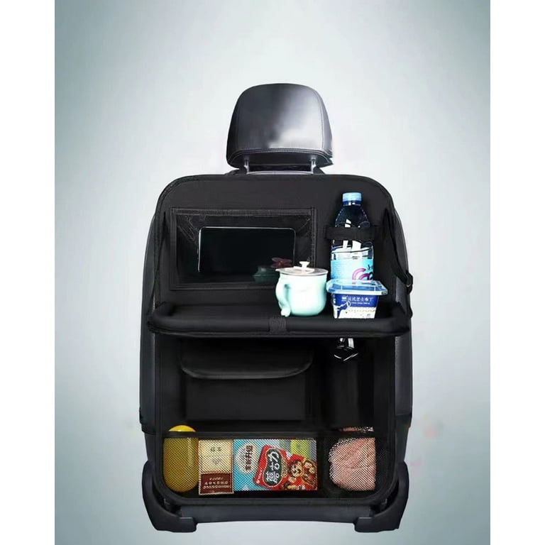 YUNNARL 2pcs Car Backseat Organizer with Foldable Table Tray, Car Seat Back Organizer, Car Organizers, Black, Size: Medium