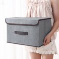 thumbnail image 3 of Caja de juguetes para niños, organizador de almacenamiento con tapa doble abatible, contenedores de almacenamiento con asas grandes para guardería, (gris) XianweiShao 9024735070405, 3 of 5