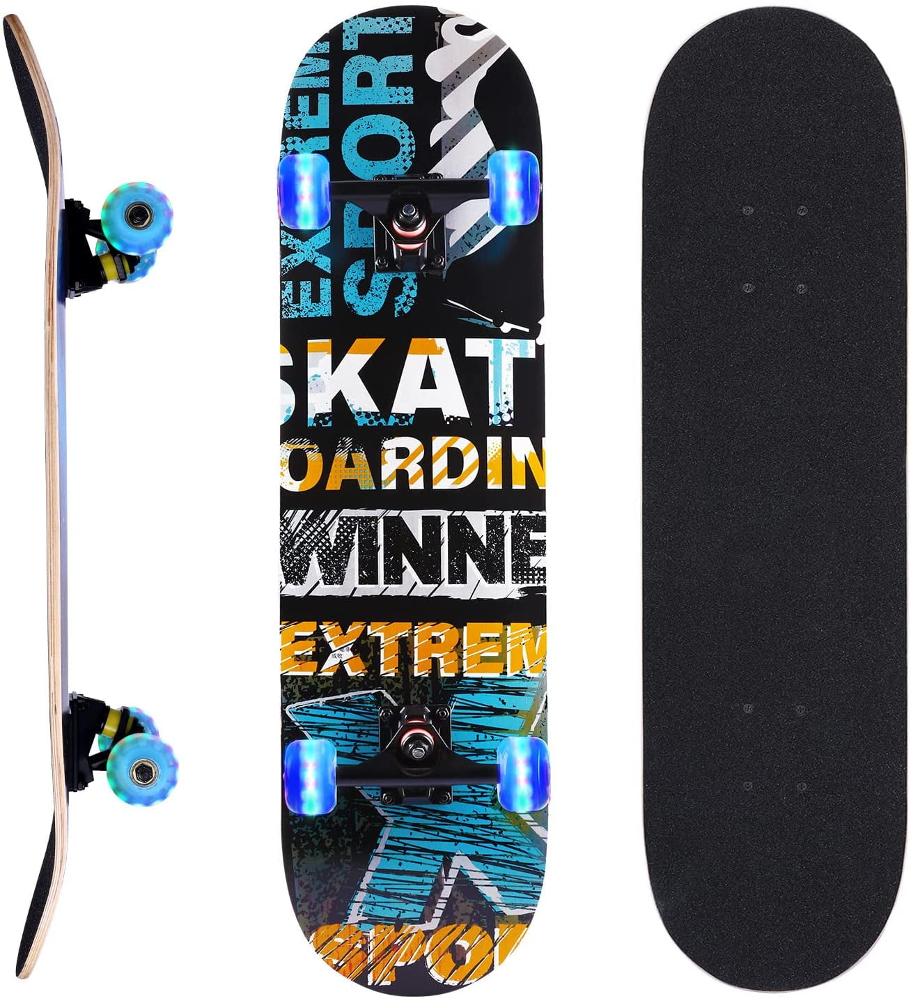 31x 8 inch Skateboard Complete Pro Skate Deck 7Layer Maple Wooden for Beginner 