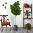 thumbnail image 3 of Nearly Natural 74in. Fiddle leaf Fig Artificial Tree in Ribbed Metal Planter, 3 of 4