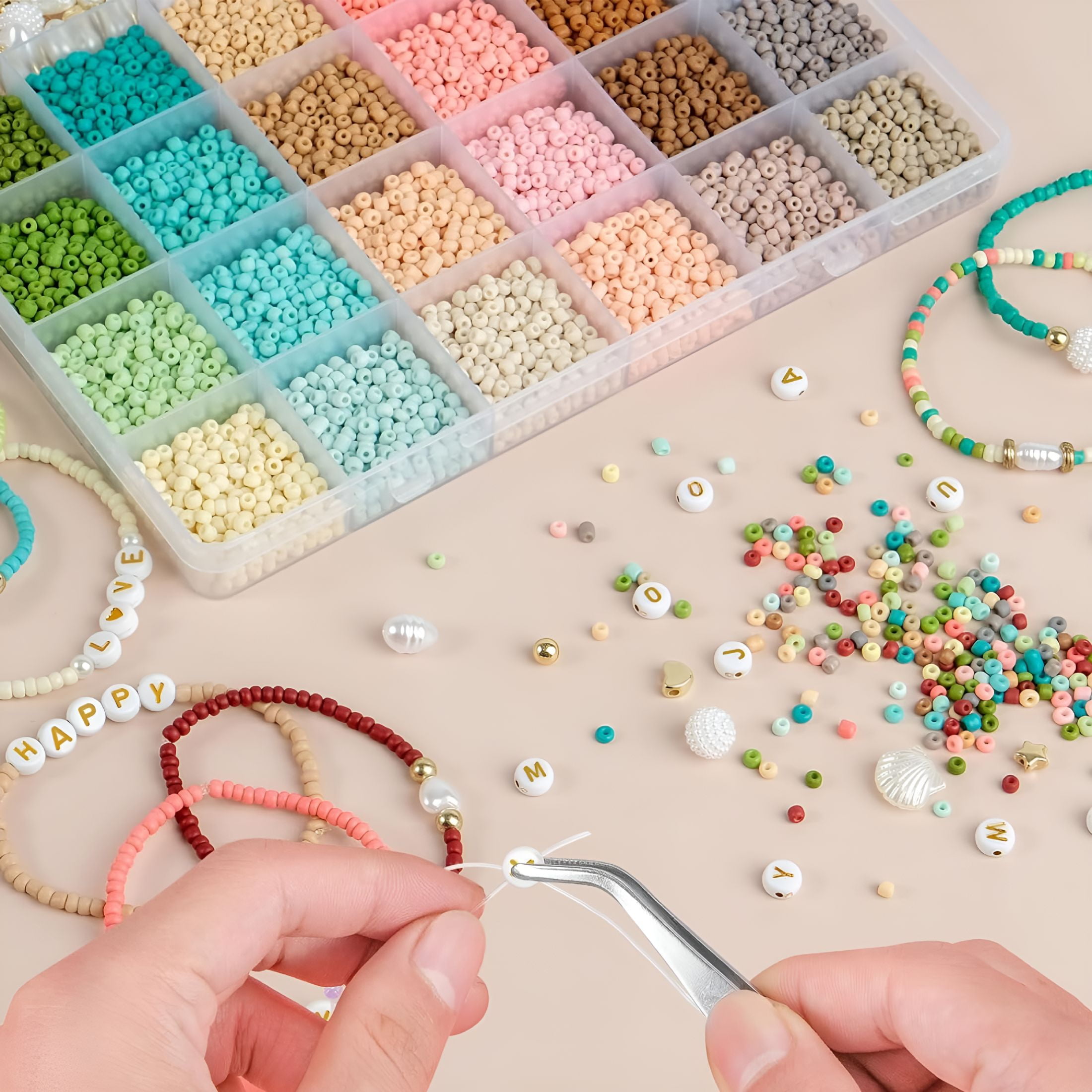 TUWAFE 2026 New 3Mm Glass Seed Beads for Bracelets Making Friendship Bracelet Making Kit for Girls 24 Colors Bead Bracelet Kit Beads for Jewelry Making Kit Diy Arts Crafts Gifts Age 3+(3Mm)