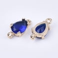 thumbnail image 2 of Transparent Glass Links connectors for Jewelry DIY Craft Making with Brass Findings Faceted Teardrop Light Gold Medium Blue 13x7x3.5mm Hole: 1.2mm, 2 of 2