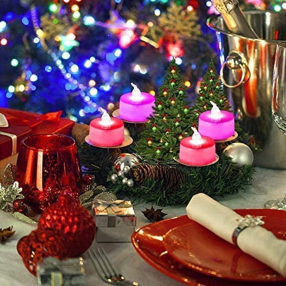 Haitral Candle Lamps Waterproof Candles, 24pcs Battery Operated LED Decorative Flameless Candles Flickering Colorful Light