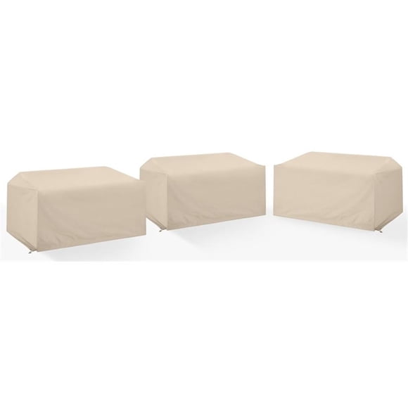 Crosley Furniture Covers Vinyl Outdoor Loveseat Cover in Tan (Set of 3)