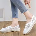 thumbnail image 2 of Fesfesfes Ladies Shoes Round Toe Casual Flat Shoes With Cloth Lace Belt Buckle And Slip-on Fisherman Shoes 35(5), 2 of 8