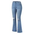 thumbnail image 5 of Vedolay Women Pants Trendy Pocket Solid Jeans Denim Female Hole Bottom Jeans Light Blue,M, 5 of 5