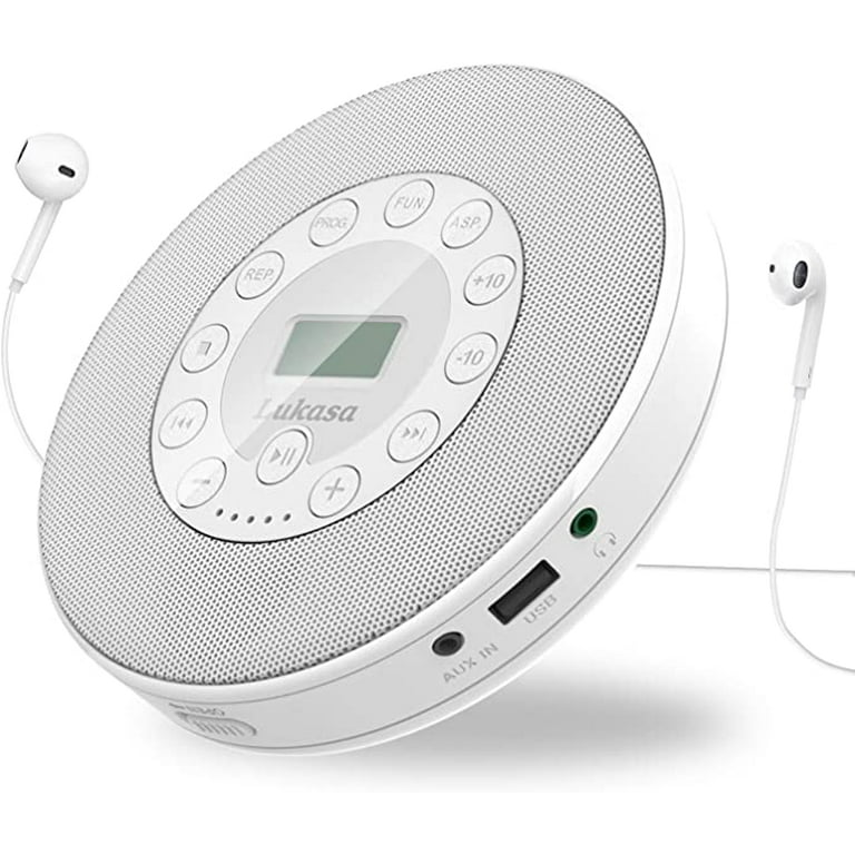 massefylde lys pære Vejnavn Rechargeable Portable Bluetooth CD Player, Lukasa Compact Music CD Disc  Player for Home/Car/Travel, Home Audio Boombox with Stereo Speaker & LCD  Display, Support CD USB AUX Input, 2000mAh(White) - Walmart.com