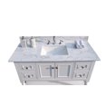 thumbnail image 3 of MONTARY 49 Inch Marble Vanity Top with Ceramic Sink & Backsplash, White Carrara White Engineered Stone Countertop for Bathroom Kitchen Cabinet ( 3 Faucet Holes), 3 of 5