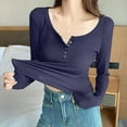thumbnail image 2 of EDFBUYKRS Long Sleeve Blouses Button-Down Shirts for Women Fall Ruffle V-Neck Solid Print Casual Dressy T-Shirt Tops L, 2 of 5