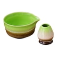 thumbnail image 3 of 2 cuencos de cerámica para té y masa de Matcha, Matcha japonés tradicional Marrón y verde, 3 of 9