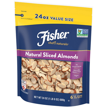 Fisher Chef's Naturals Gluten Free, No Preservatives, Non-GMO Natural Sliced Almonds, 24 oz