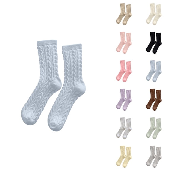 Fuzzy Socks for Women 2025 Winter Cute Cable Knit Thermal Comfort Soft Crew Socks