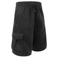 thumbnail image 2 of J. METHOD Mens Light Comfy Elastic Drawstring Fleece Cargo Sweat Shorts [NEMP07], 2 of 2