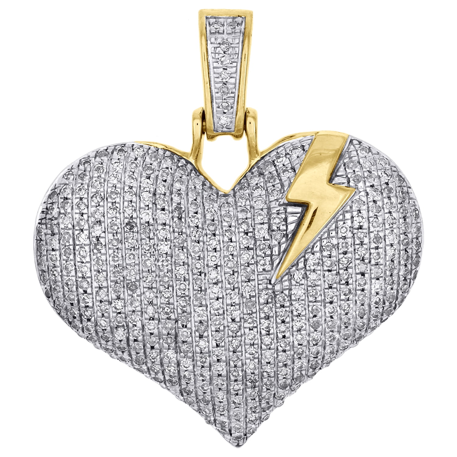 Jfl Diamond Jewelry 10k Yellow Gold Dome Heart W Jfl Diamond Jewelry 10k Yellow Gold Dome Heart W Lightning Bolt Pendant 1 05 Charm 0 70 Ct Com