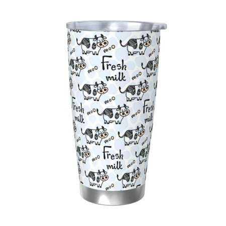 

Bingfone Cow With Fresh Milk for 20 Oz Stainless Steel Travel Mug Double Wall Water Coffee Cup for Home Office Outdoor Works Great for Ice Drinks and Hot Beverage-Without Straw