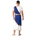 thumbnail image 3 of TiaoBug Men's Ancient Greek Cosplay Fancy Dress Costume Short Sleeve Toga Halloween Roman Robe Blue 3XL, 3 of 5