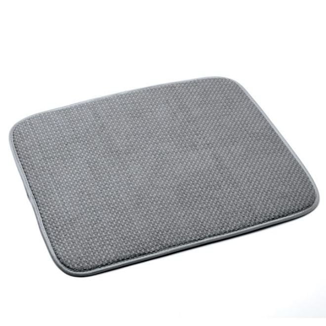Norpro 16' x 18' Washable Microfiber Dish Drainer Glass Drying Mat Pad - Grey 2 Pack