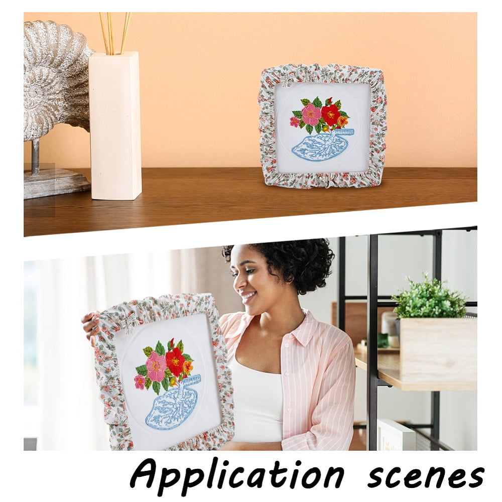Plastic Stitch Embroidery Hoops Sewing Tools Accessory with Polyester Stitch Embroidery Hoop Cover White 287x287x23mm