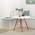 thumbnail image 2 of 35.5in Round Dining Table, Compact Mid-Century Modern Table for 2-4, Home, Kitchen, Apartment w/Beech Wood Legs, Metal Frame - White, 2 of 8