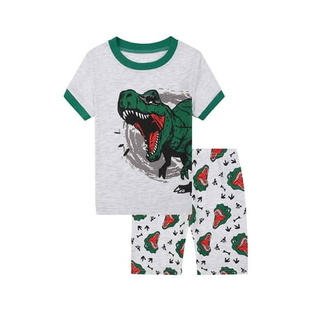 ZXLBBD Toddler Boy Clothes Baby Cartoon Animal Printed Loose Casual Short Sleeve T Shirt and Shorts Breathable Clothing Sets