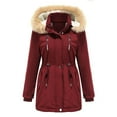thumbnail image 2 of Uhndy 2022 Jackets for Women, Women Warm Long Coat Hoodies Collar Jacket Slim Winter Parkas Outwear Coats Winter Coats Christmas Gifts for Women, 2 of 6