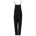 thumbnail image 3 of BKQCNKM Overalls for Women Womens Overalls Womens Loose Casual Sleeveless Spaghetti Strap Jumpsuits Stretchy Wide Leg Rompers with Two Pockets Jumpsuits for Women, Black L, 3 of 4