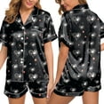 thumbnail image 2 of TOOYOU Women Pajama Set Valentine's Day Short sleeve Sleepwear Loungewear Silk Satin Button Down Heart-shaped printing Lightweight Soft 2Pcs Pjs Set Nightwear, 2 of 5