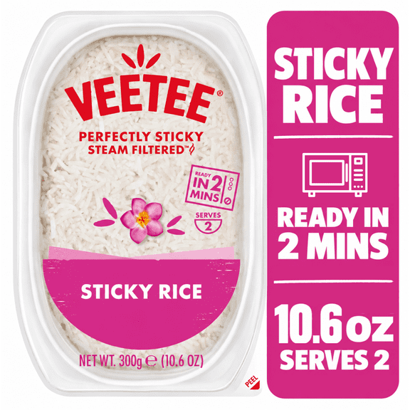 VEETEE, Gluten Free, Sticky Rice, 10.6 oz, Tray, NO Artificial Flavors, Color and Preservatives