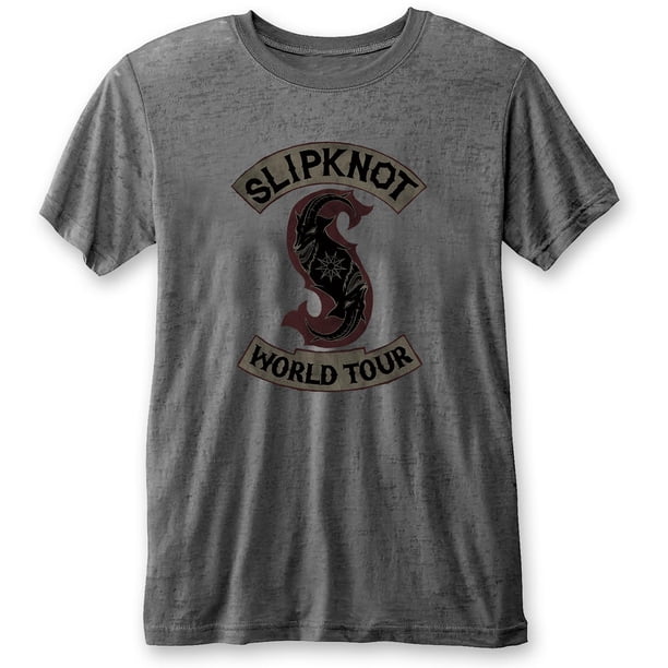 Slipknot - Camiseta World Tour Burnout para Adultos Unisex (Gris Carbón)