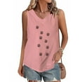 thumbnail image 2 of Tops de Lino para las Mujeres Pequeña Impresión Cuello Redondo Botón Arriba Manga Corta, Tops Cortos para las Mujeres, 2 of 4
