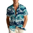 thumbnail image 3 of Horkkom Beach Shirts for Men Summer Casual Short Sleeve Hawaiian Shirt Floral Print Loose Button up Shirt L, 3 of 10