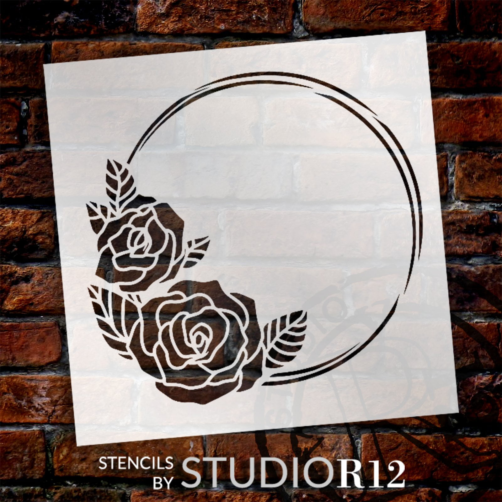 Geometric Circle Rose Monogram Frame Stencil by StudioR12 - Select Size -  USA MADE - Craft DIY Modern Home Decor, STCL5996, 12 x 12