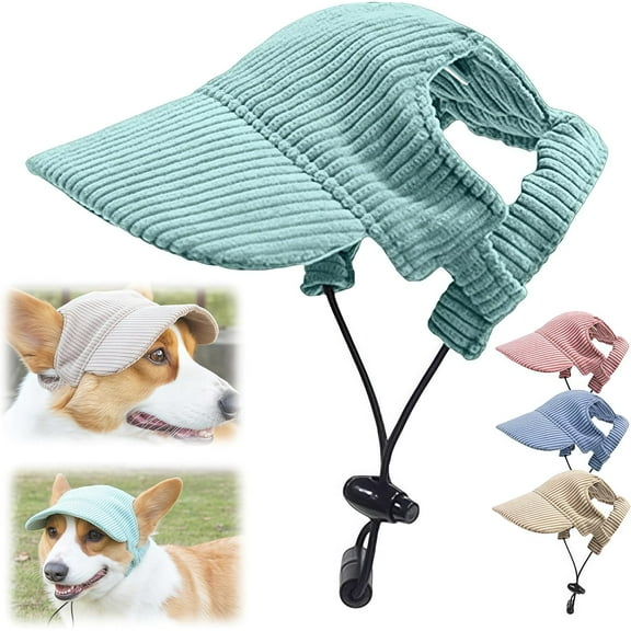 Dog Hat, 2025 Upgraded Hats for Dogs Cats Summer Beach Hat with Ear Holes, Adjustable Puppy Sun Bonnet Headdress (Green, Medium, Dog)