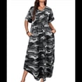 thumbnail image 1 of Vestido Camisero Informal de Verano para Mujer, Holgado, de Corta, Estilo Camuflaje, con Bolsillo Gris XXL, 1 of 8