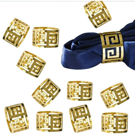 

12 Pack Attractive Glossy Napkin Ring Metal Buckles for Table Setting at The Wedding Parties Holiday Daily Family Gathering (Gold)
